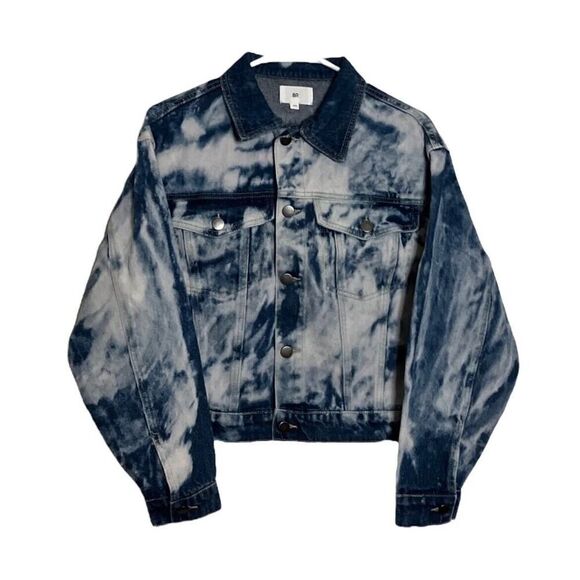 BP by Nordstrom Womens Blue Bleached Wash Denim Trucker Jacket Designer NWT XS - Picture 11 of 12